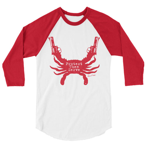Protect Then Serve 3/4-Sleeve Tee -Red on White