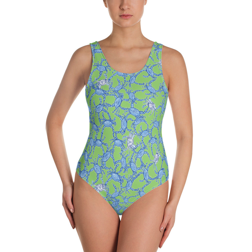 Bushel of Crabs One-Piece Swimsuit in Green