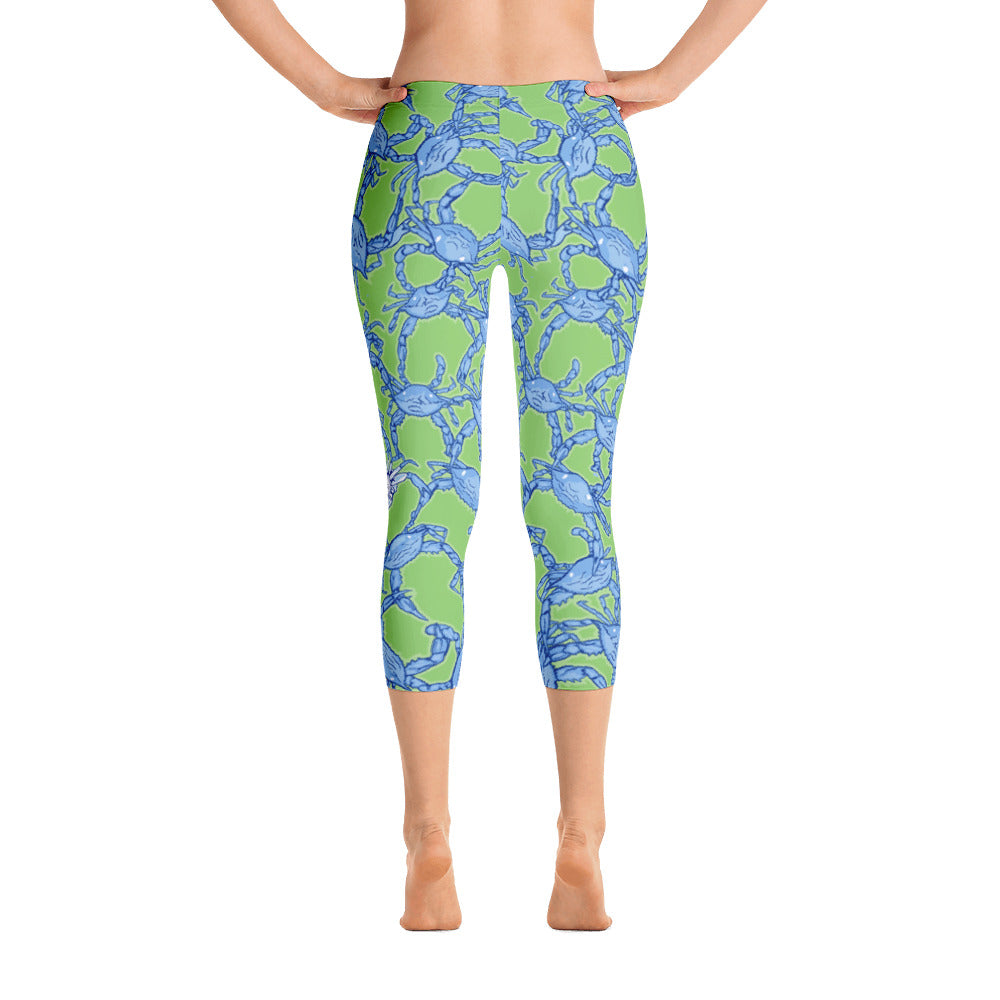 Bushel of Crabs Capri Leggings in Green