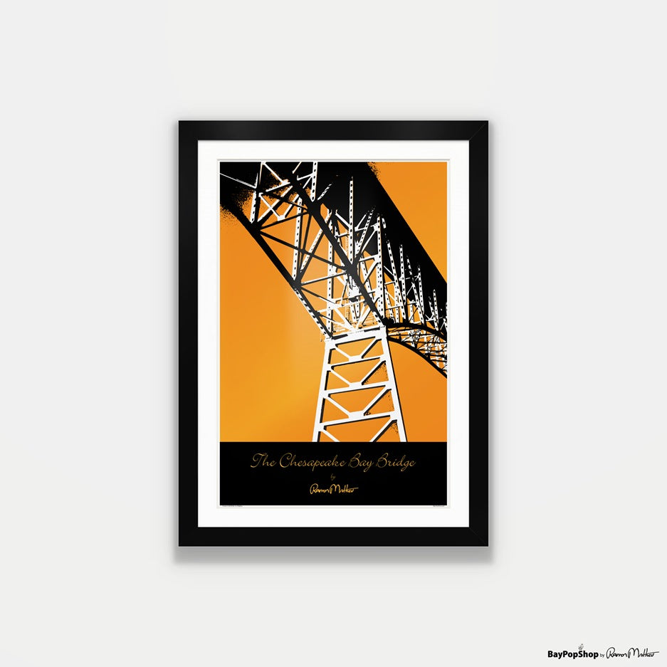 "Chesapeake Bay Bridge (Orange)" Open Edition Art Print by Ramon Matheu