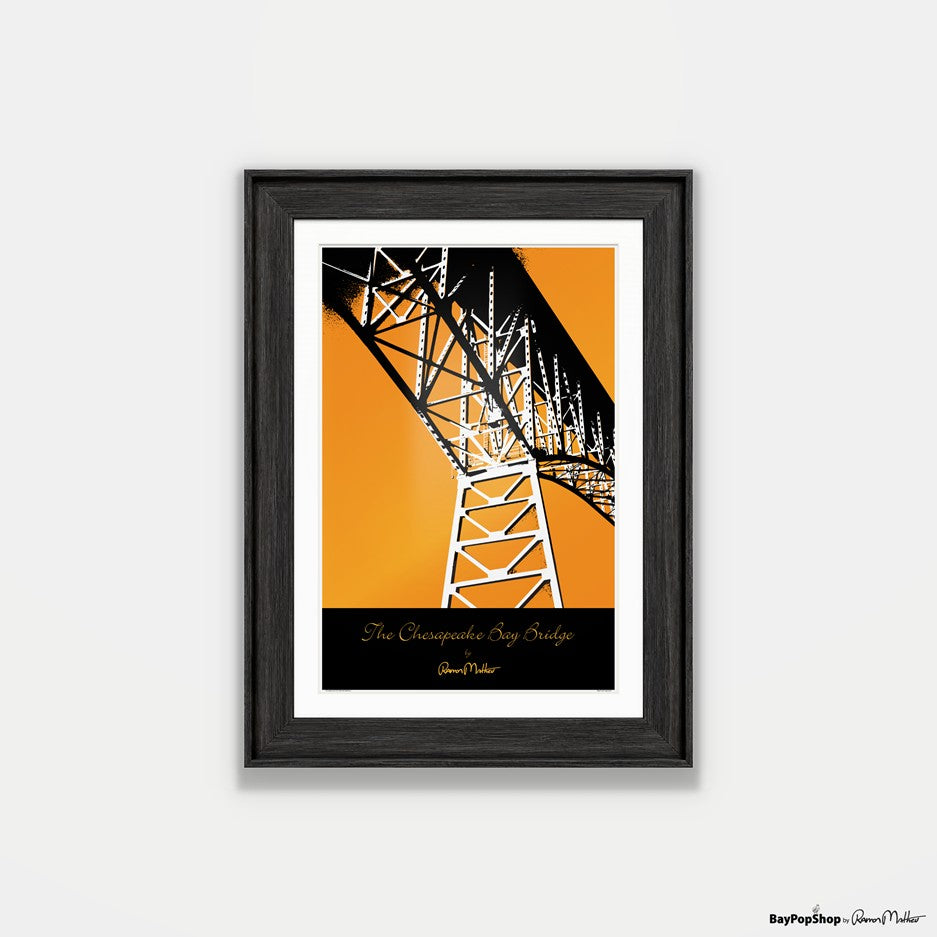 "Chesapeake Bay Bridge (Orange)" Open Edition Art Print by Ramon Matheu