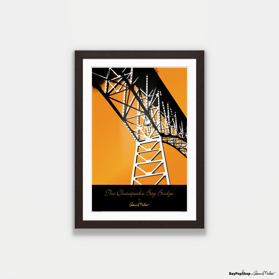 "Chesapeake Bay Bridge (Orange)" Open Edition Art Print by Ramon Matheu