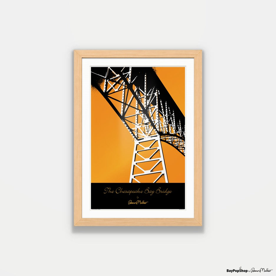 "Chesapeake Bay Bridge (Orange)" Open Edition Art Print by Ramon Matheu