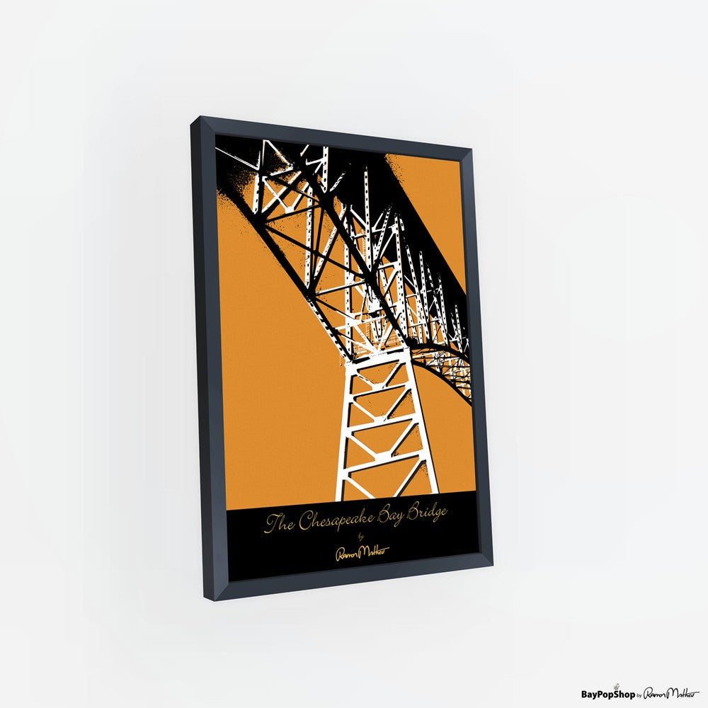 "Chesapeake Bay Bridge (Orange)" Open Edition Art Print by Ramon Matheu