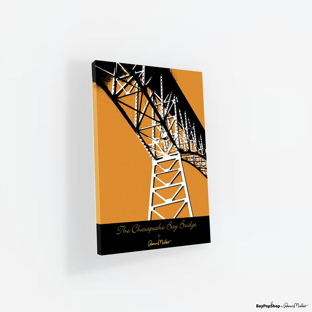 "Chesapeake Bay Bridge (Orange)" Open Edition Art Print by Ramon Matheu