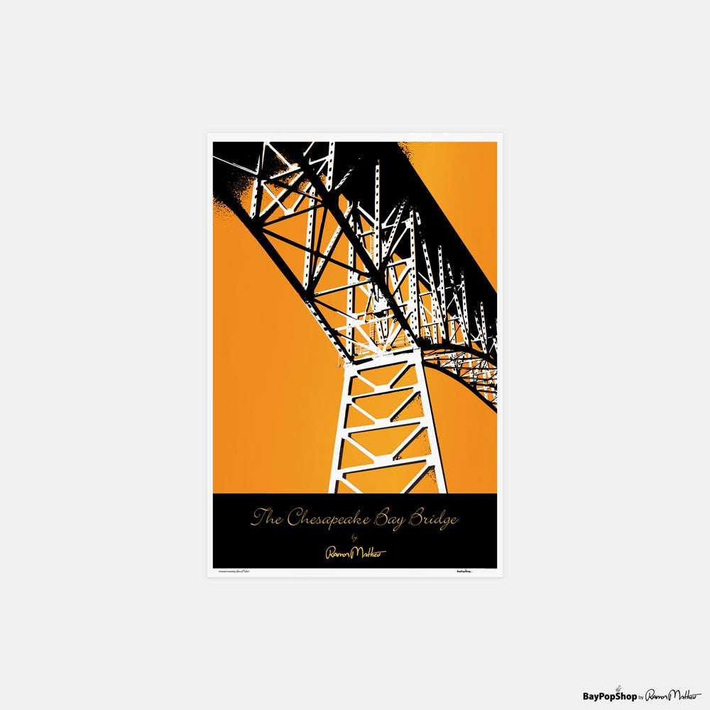 "Chesapeake Bay Bridge (Orange)" Open Edition Art Print by Ramon Matheu