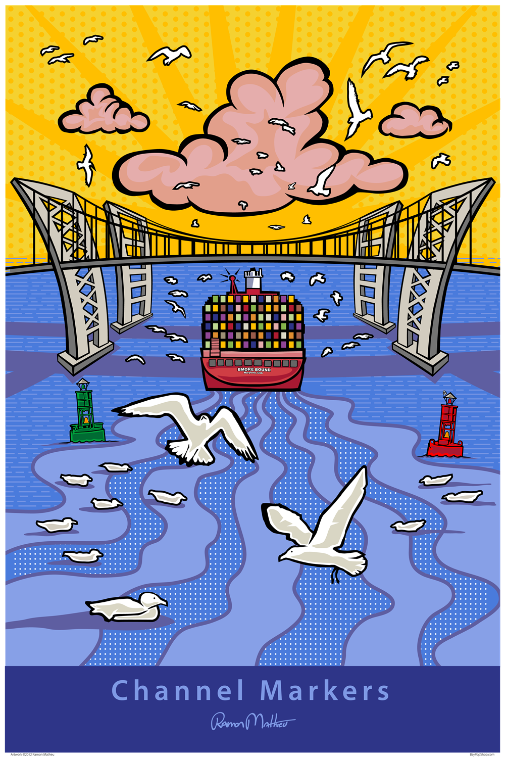 "Channel Markers" Open Edition Art Print by Ramon Matheu