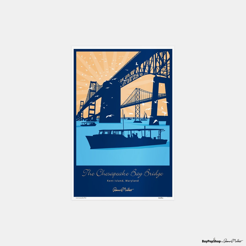 "Chesapeake Bay With Watermen" Open Edition Art Print by Ramon Matheu