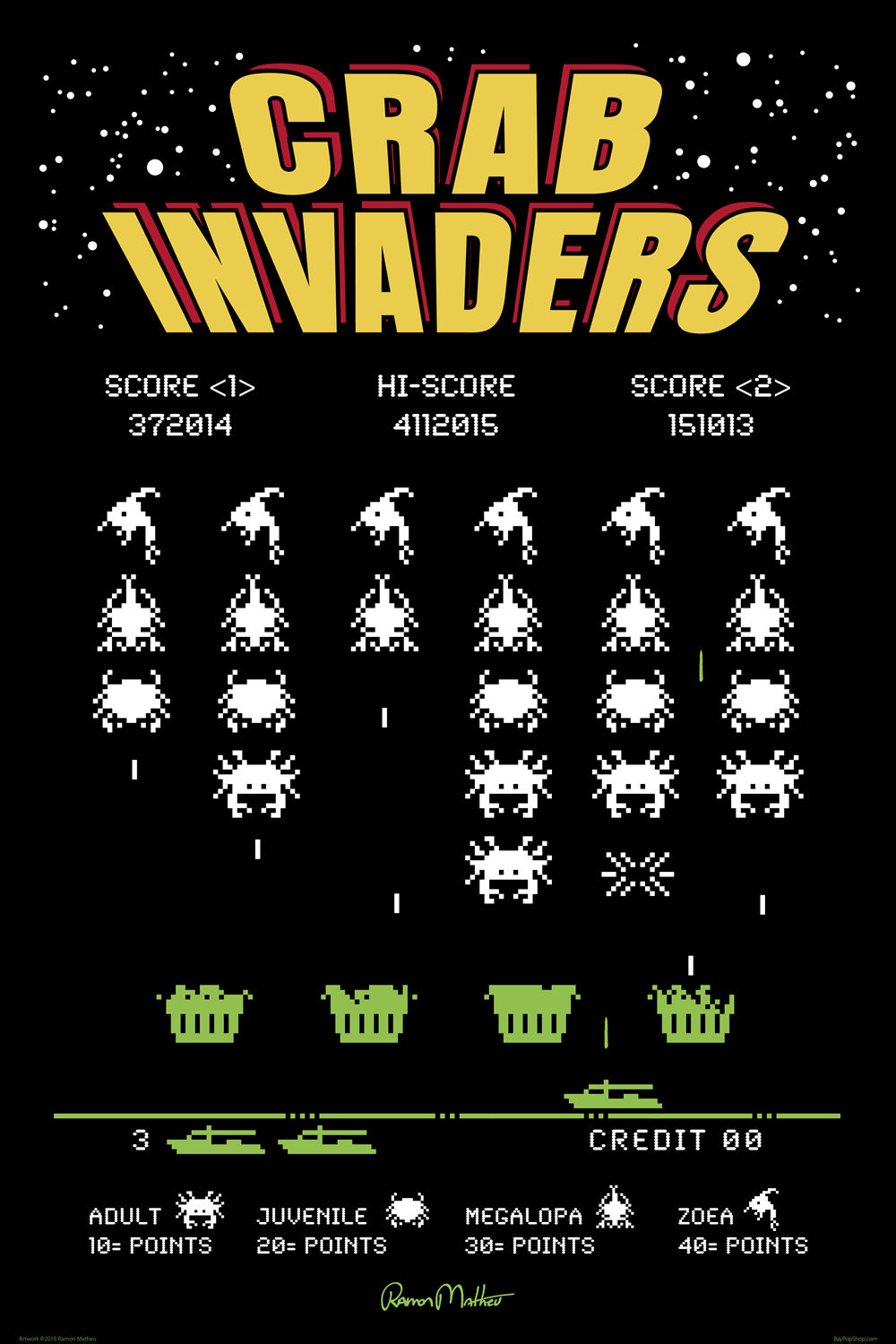 "Crab Invaders" Open Edition Art Print by Ramon Matheu