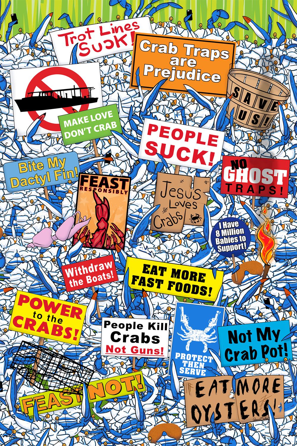 "Crab Protest" Open Edition Art Print by Ramon Matheu