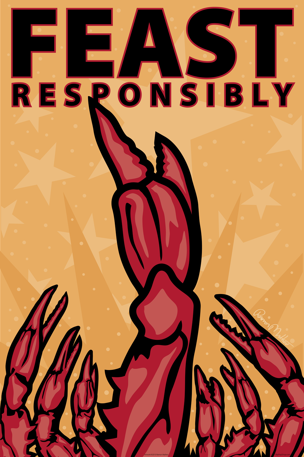 "Feast Responsibly (Crab)" Open Edition Art Print by Ramon Matheu