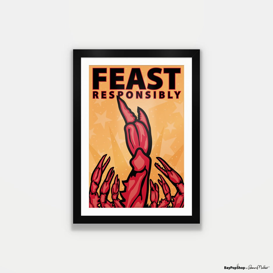 "Feast Responsibly (Crab)" Open Edition Art Print by Ramon Matheu