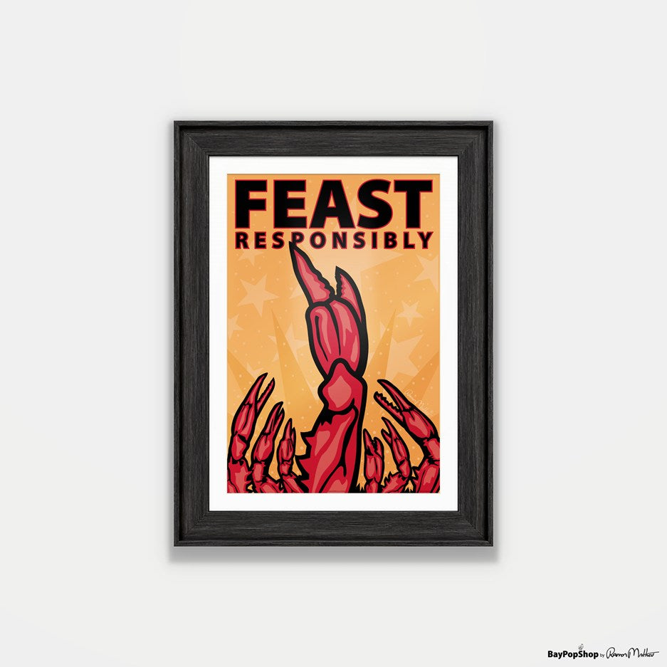 "Feast Responsibly (Crab)" Open Edition Art Print by Ramon Matheu