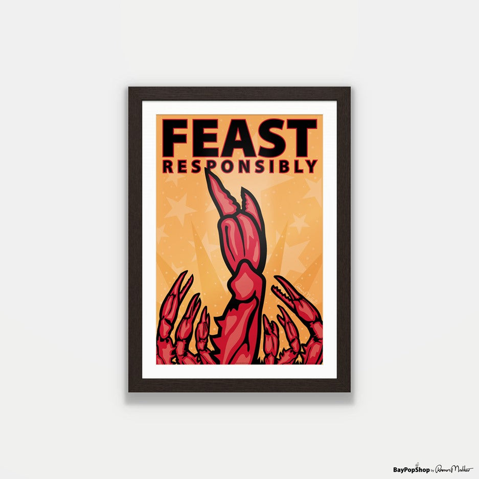 "Feast Responsibly (Crab)" Open Edition Art Print by Ramon Matheu