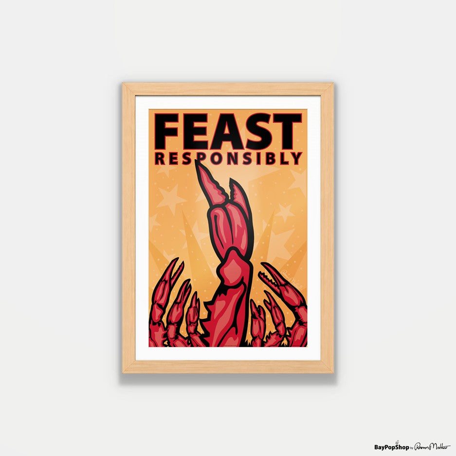 "Feast Responsibly (Crab)" Open Edition Art Print by Ramon Matheu