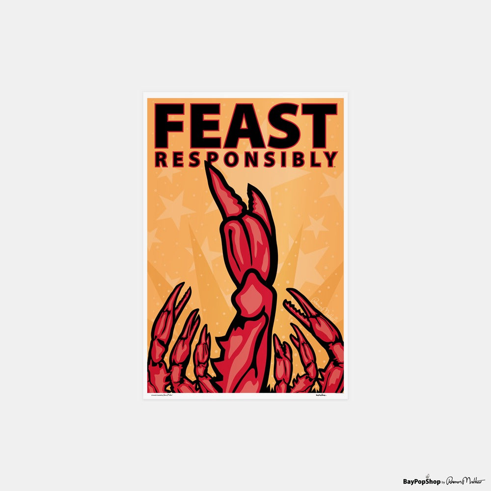 "Feast Responsibly (Crab)" Open Edition Art Print by Ramon Matheu