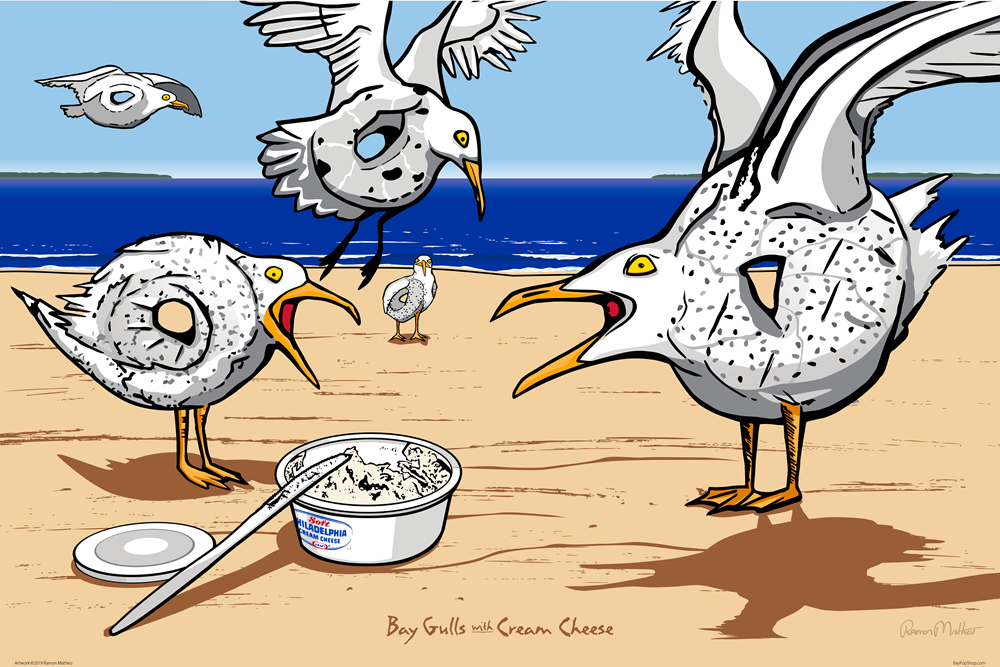 "Bay Gulls With Cream Cheese" Open Edition Art Print by Ramon Matheu