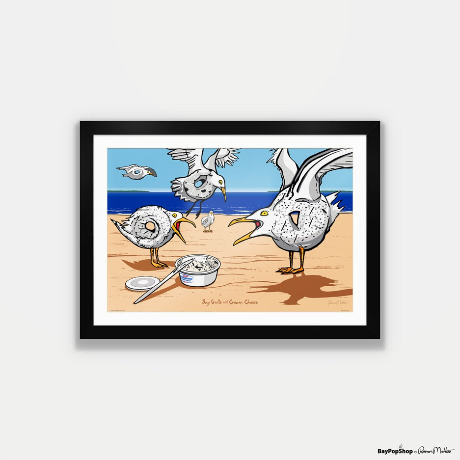 "Bay Gulls With Cream Cheese" Open Edition Art Print by Ramon Matheu