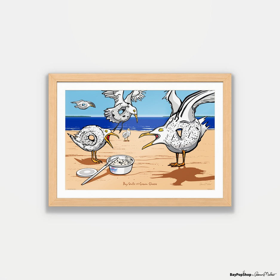 "Bay Gulls With Cream Cheese" Open Edition Art Print by Ramon Matheu