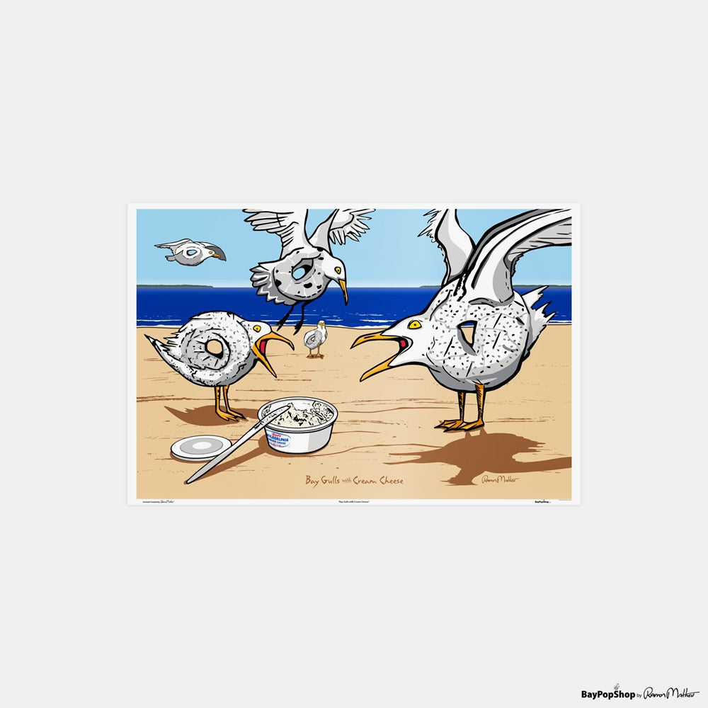"Bay Gulls With Cream Cheese" Open Edition Art Print by Ramon Matheu
