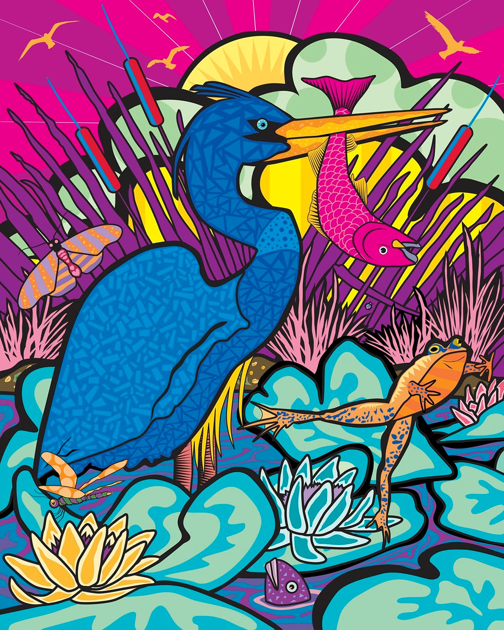 "Heron Tranquility" Limited Edition Art Print by Ramon Matheu