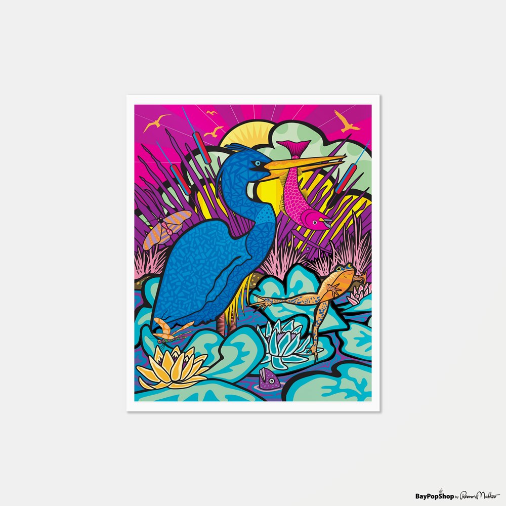 "Heron Tranquility" Limited Edition Art Print by Ramon Matheu
