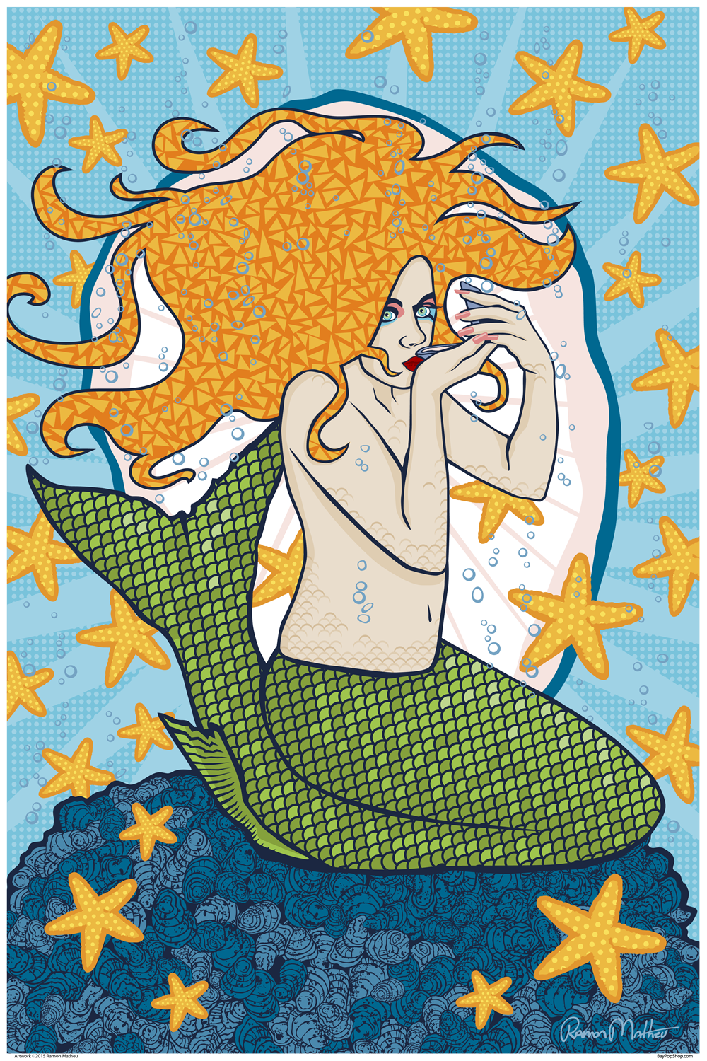 "Mermaids Kiss" Open Edition Art Print by Ramon Matheu