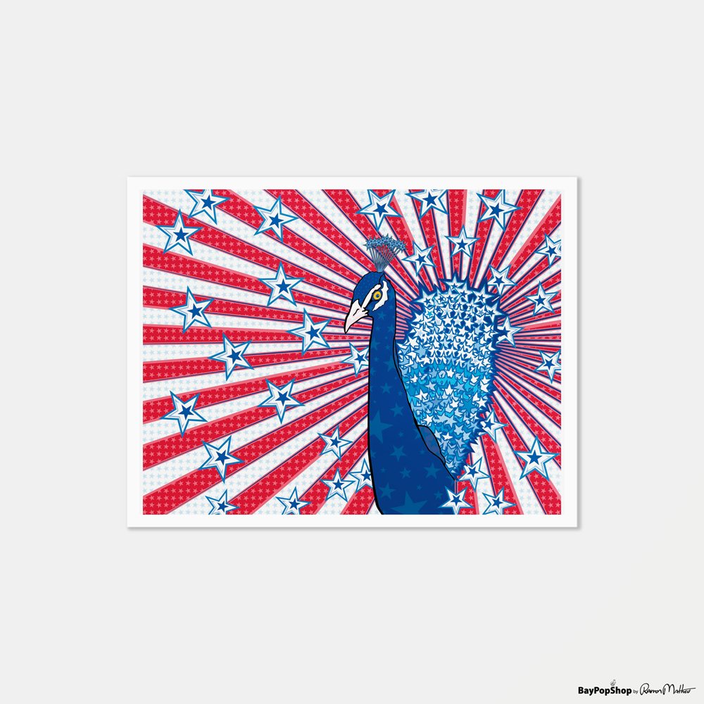 "Patriotic Peacock" Limited Edition Art Print by Ramon Matheu