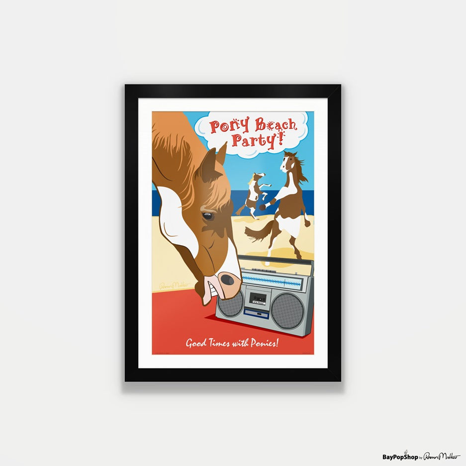"Pony Beach Party" Open Edition Art Print by Ramon Matheu
