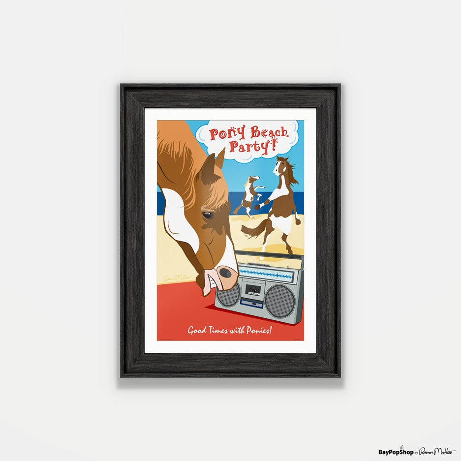 "Pony Beach Party" Open Edition Art Print by Ramon Matheu