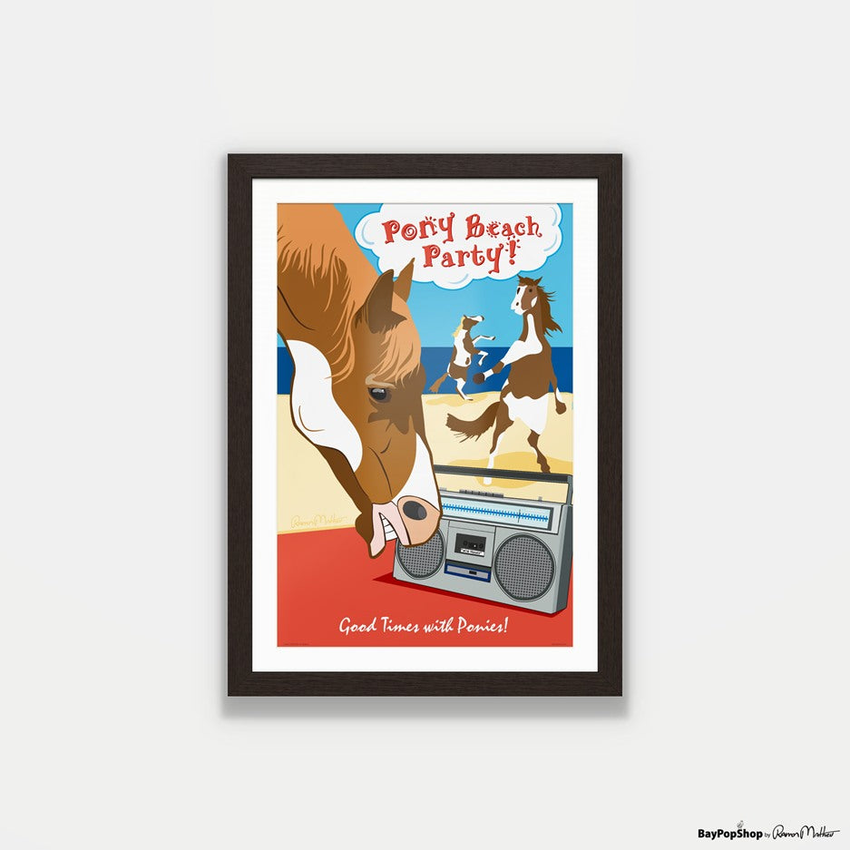"Pony Beach Party" Open Edition Art Print by Ramon Matheu