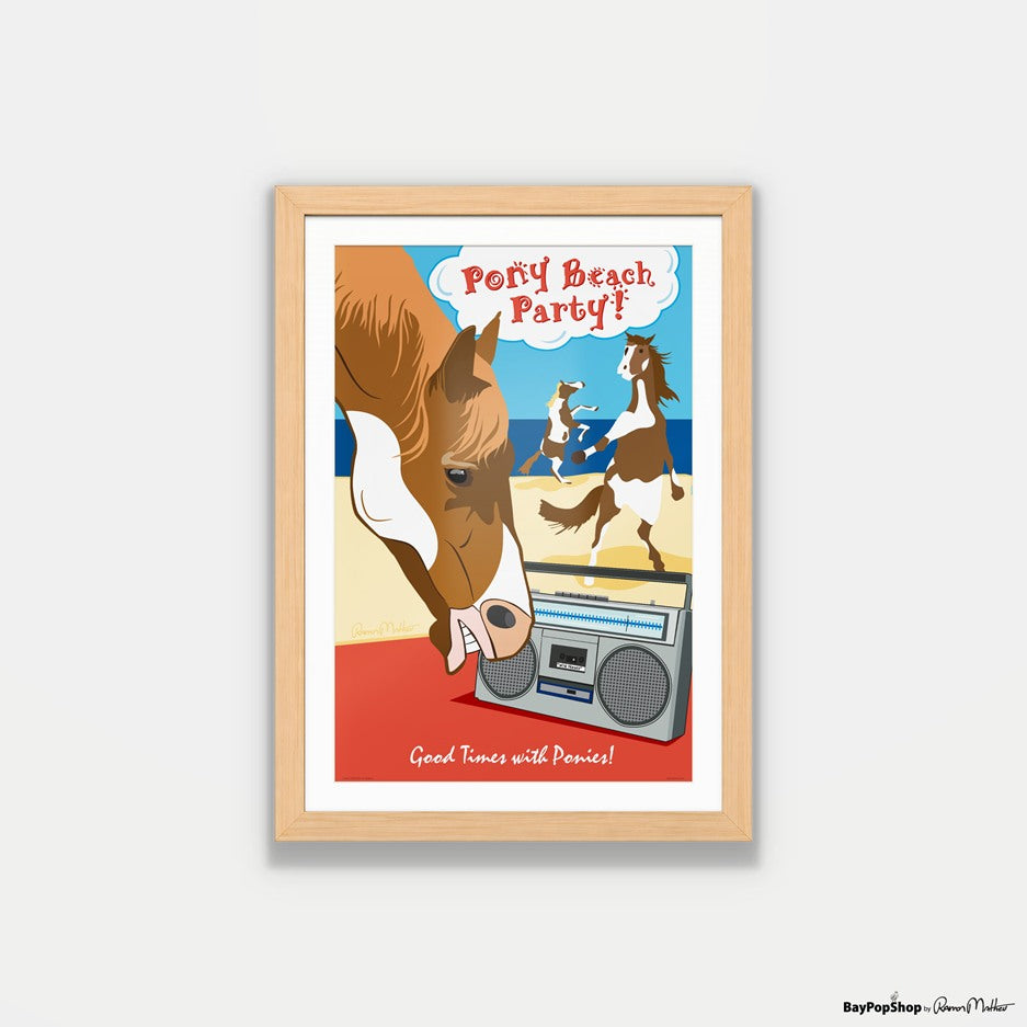 "Pony Beach Party" Open Edition Art Print by Ramon Matheu