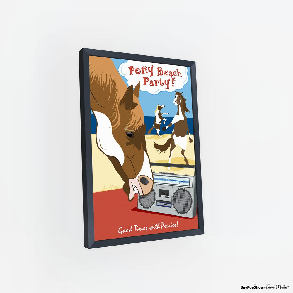 "Pony Beach Party" Open Edition Art Print by Ramon Matheu