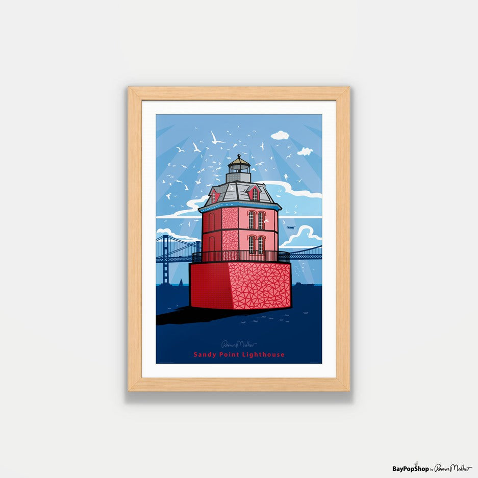 "Sandy Point Lighthouse" Open Edition Art Print by Ramon Matheu