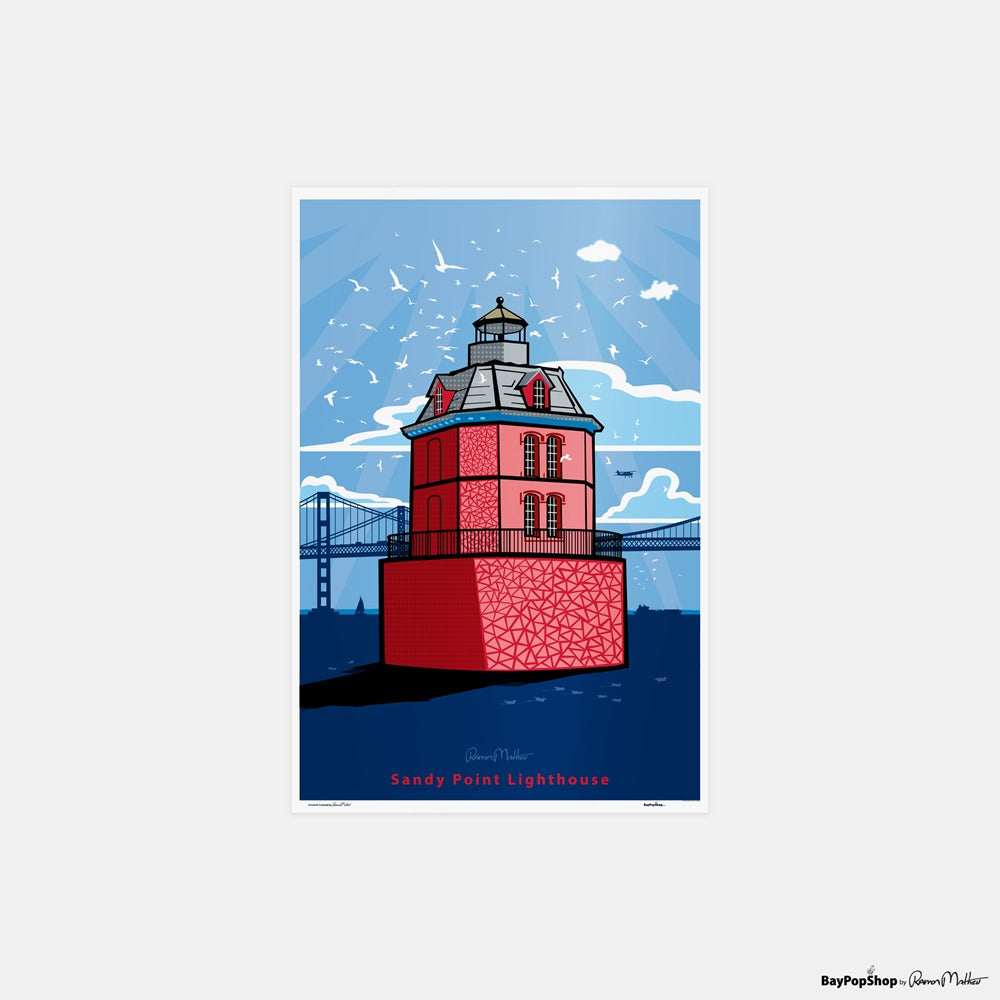 "Sandy Point Lighthouse" Open Edition Art Print by Ramon Matheu
