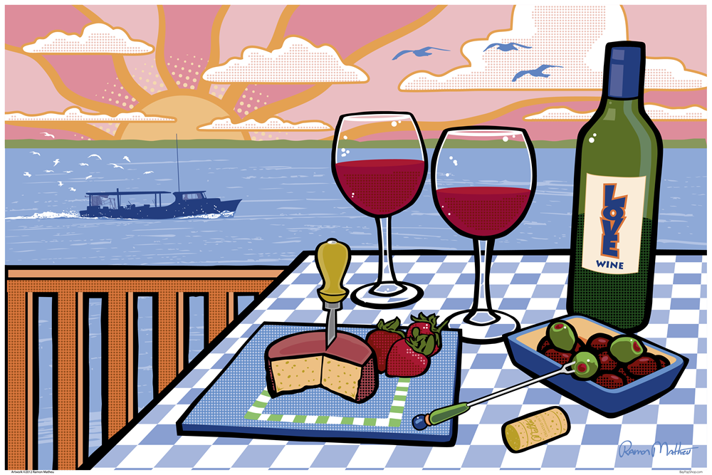 "Wine Watching Watermen" Open Edition Art Print by Ramon Matheu