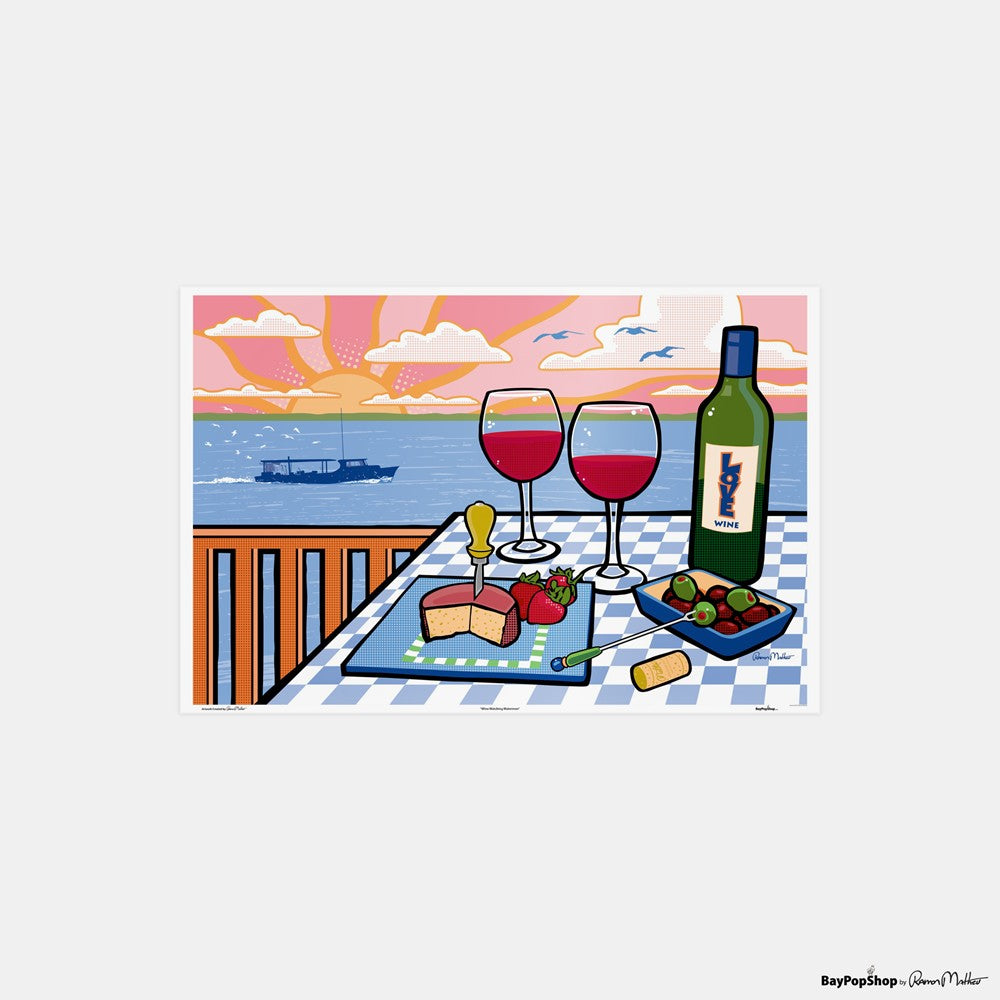 "Wine Watching Watermen" Open Edition Art Print by Ramon Matheu