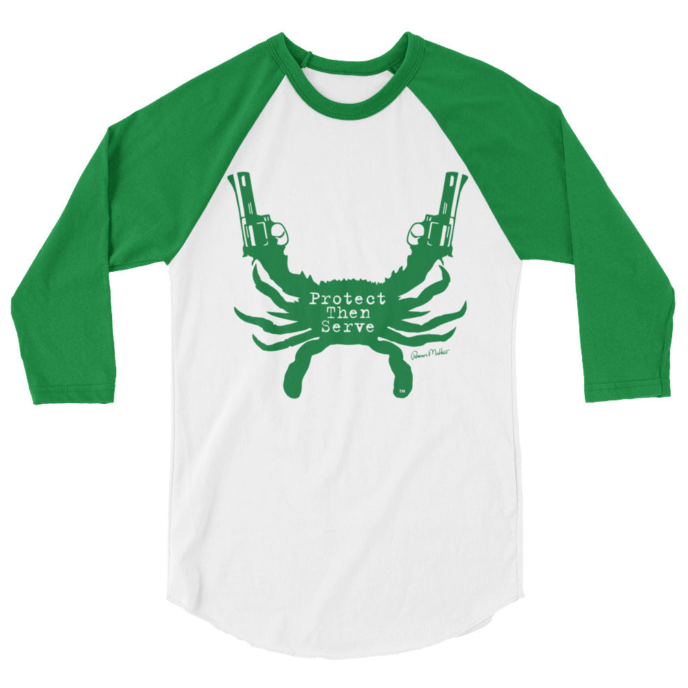 Protect Then Serve 3/4-Sleeve Tee - Kelly Green on White