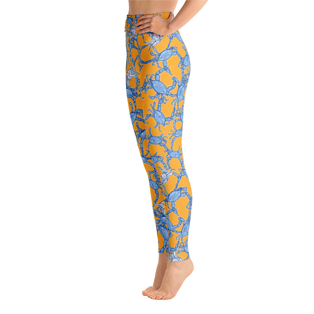 Bushel of Crabs Yoga Leggings in Orange