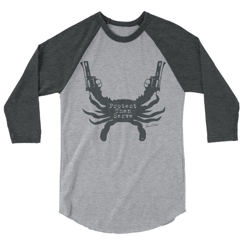Protect Then Serve 3/4-Sleeve Tee - Charcoal on Gray