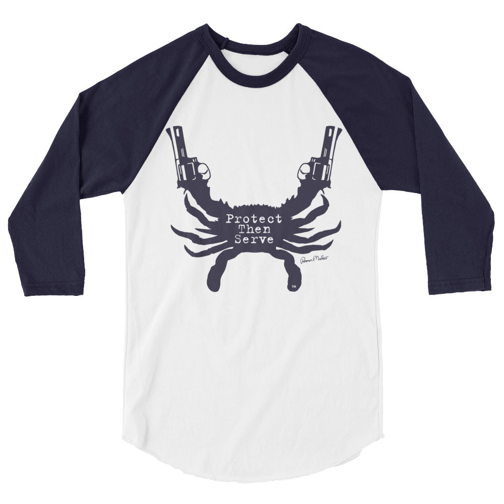 Protect Then Serve 3/4-Sleeve Tee - Navy on White