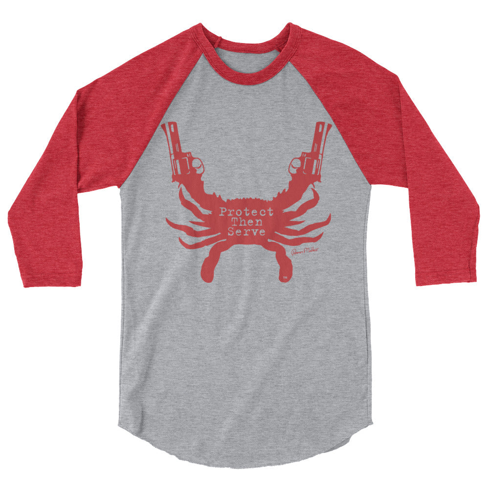 Protect then Serve 3/4-Sleeve Tee - Heather Red on Grey