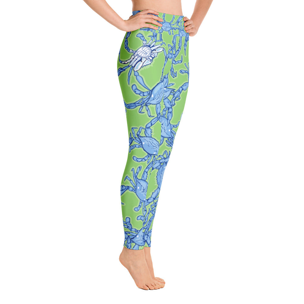 Bushel Of Crabs Yoga Leggings on Green