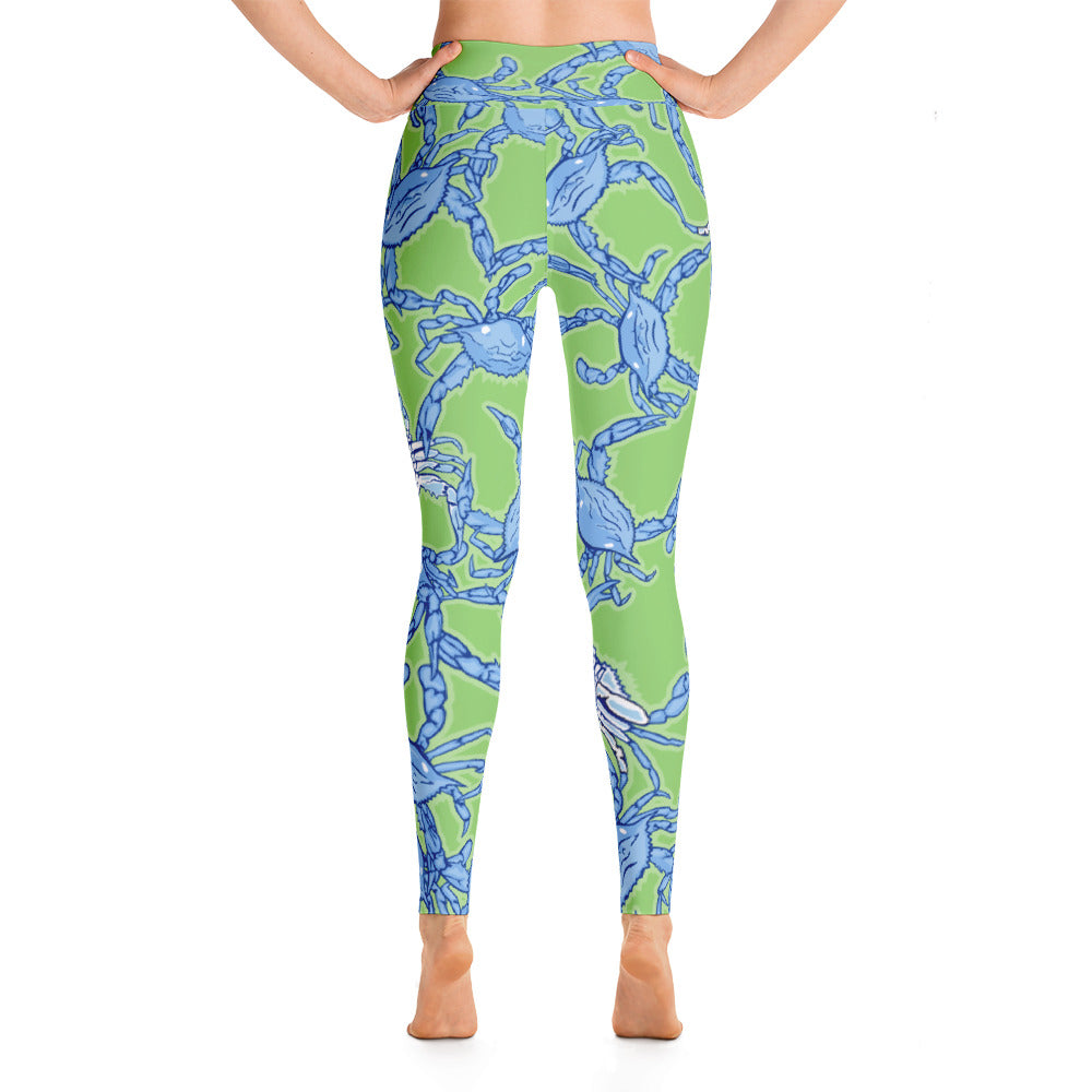 Bushel Of Crabs Yoga Leggings on Green